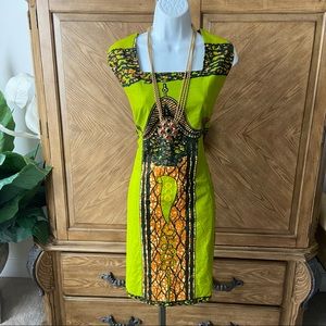 Handmade Ethnic Fabric vibrant colored midi dress